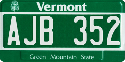 VT license plate AJB352