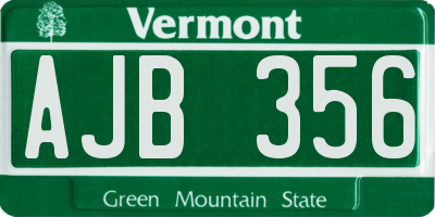 VT license plate AJB356