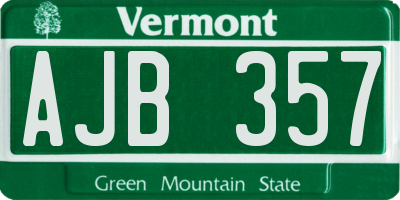 VT license plate AJB357