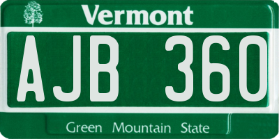 VT license plate AJB360