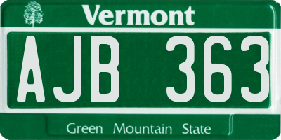 VT license plate AJB363