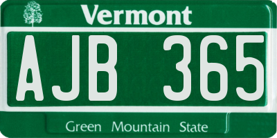 VT license plate AJB365