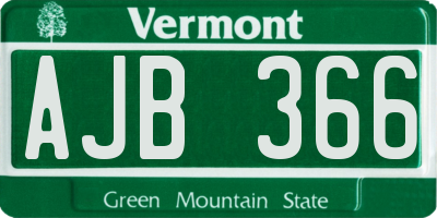 VT license plate AJB366