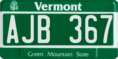 VT license plate AJB367