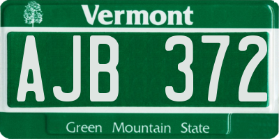 VT license plate AJB372