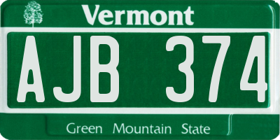 VT license plate AJB374