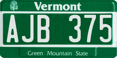 VT license plate AJB375