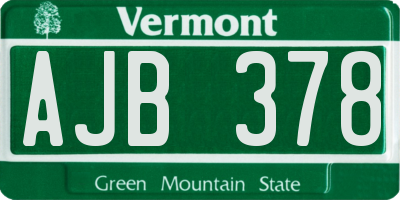 VT license plate AJB378
