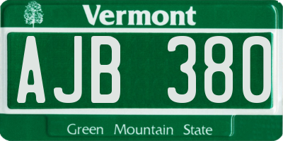VT license plate AJB380