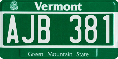 VT license plate AJB381