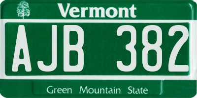 VT license plate AJB382