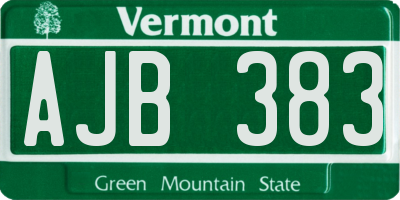 VT license plate AJB383