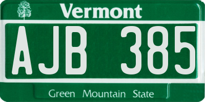 VT license plate AJB385