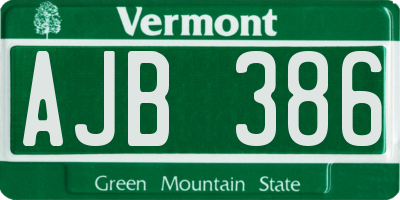 VT license plate AJB386