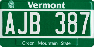 VT license plate AJB387