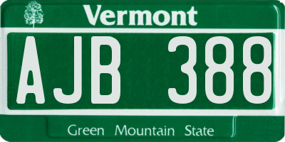 VT license plate AJB388
