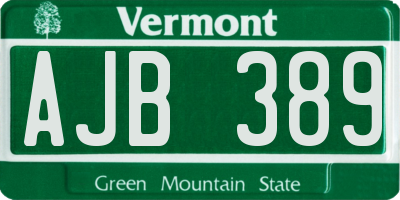 VT license plate AJB389