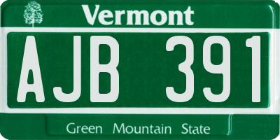 VT license plate AJB391