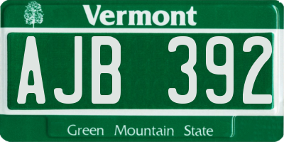 VT license plate AJB392