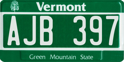 VT license plate AJB397