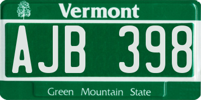 VT license plate AJB398