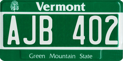 VT license plate AJB402