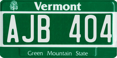 VT license plate AJB404