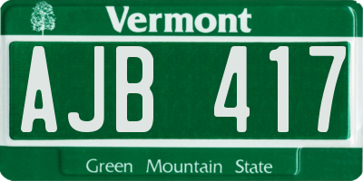 VT license plate AJB417