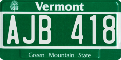 VT license plate AJB418