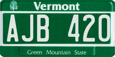 VT license plate AJB420