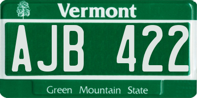 VT license plate AJB422