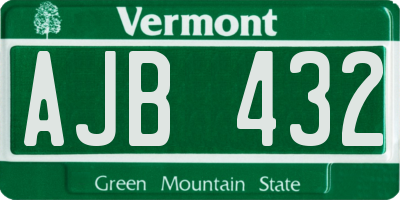VT license plate AJB432