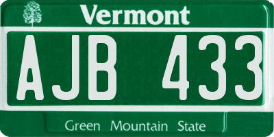 VT license plate AJB433