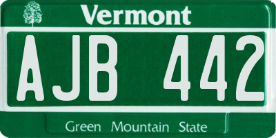 VT license plate AJB442