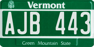 VT license plate AJB443