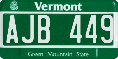VT license plate AJB449