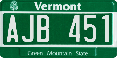 VT license plate AJB451