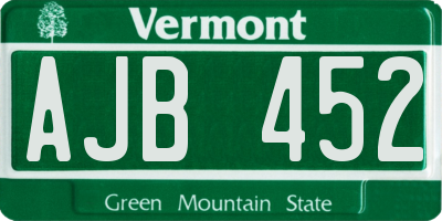 VT license plate AJB452