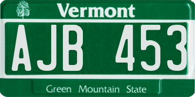 VT license plate AJB453