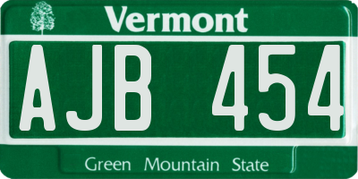 VT license plate AJB454
