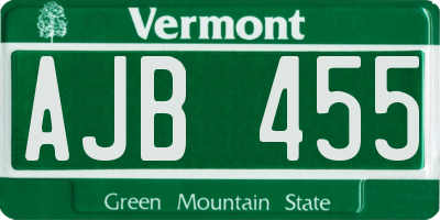 VT license plate AJB455
