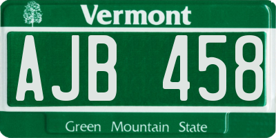 VT license plate AJB458