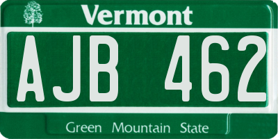 VT license plate AJB462