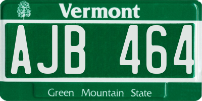VT license plate AJB464