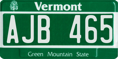VT license plate AJB465