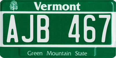 VT license plate AJB467