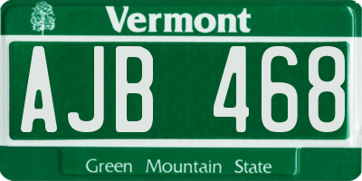 VT license plate AJB468