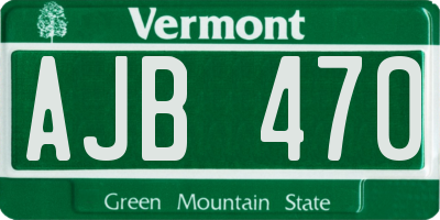 VT license plate AJB470