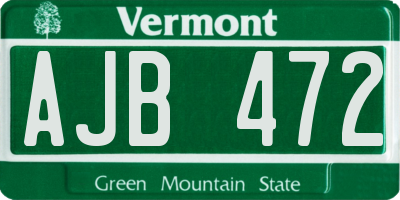 VT license plate AJB472