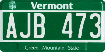 VT license plate AJB473